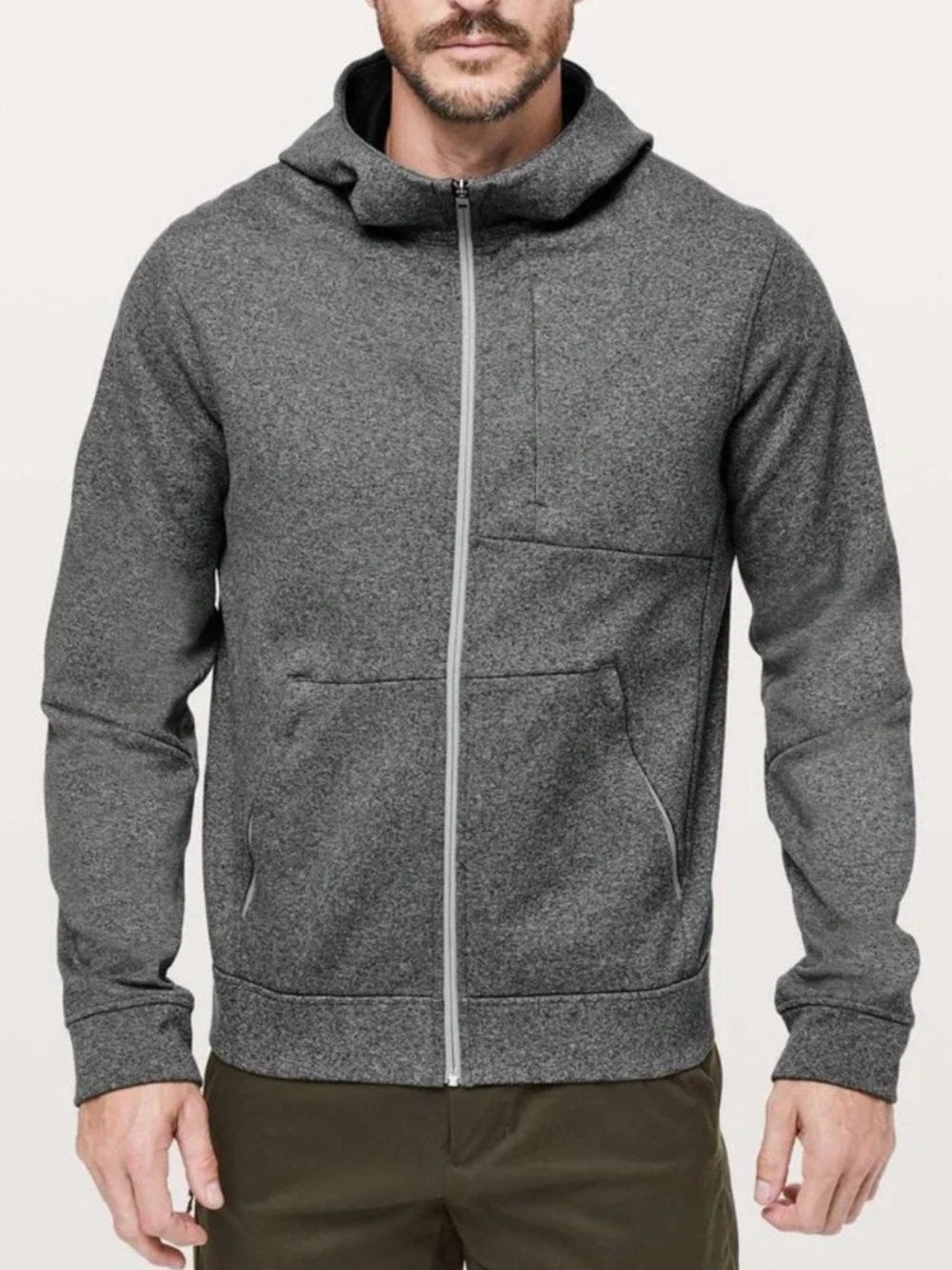 LULULEMON City Sweat Zip Hoodie Thermo Mens size L Grey Hooded Atheisure Cozy